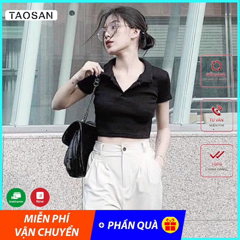 [QUÀ LÀ MỲ TÔM KÝ ỨC] Áo Croptop Kiểu Ôm Body Ngắn Tay Cổ Đức Nữ basic trơn freesize chất mềm mại thoáng mát Taosan | BigBuy360 - bigbuy360.vn