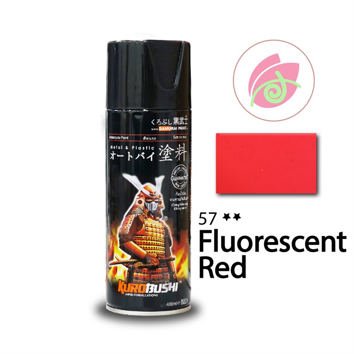 57 _ Chai sơn xịt sơn xe máy Samurai 57** màu ĐỎ huỳnh quang , sơn xịt phản quang màu đỏ  _ Fluorescent RED