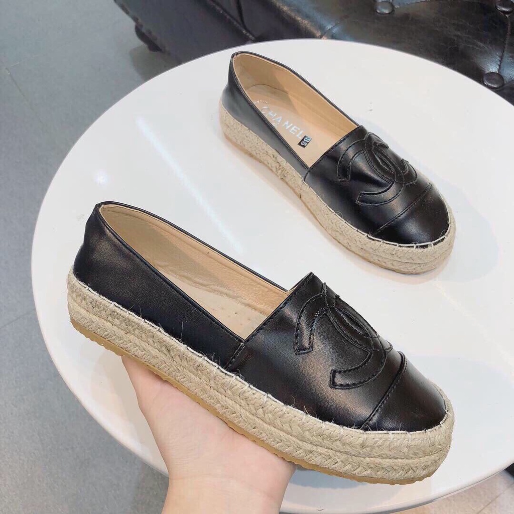 Giày lười nữ slip-on đế đúc da mêm chữ X nổi viền cói có 2 màu thời trang cực dễ đi