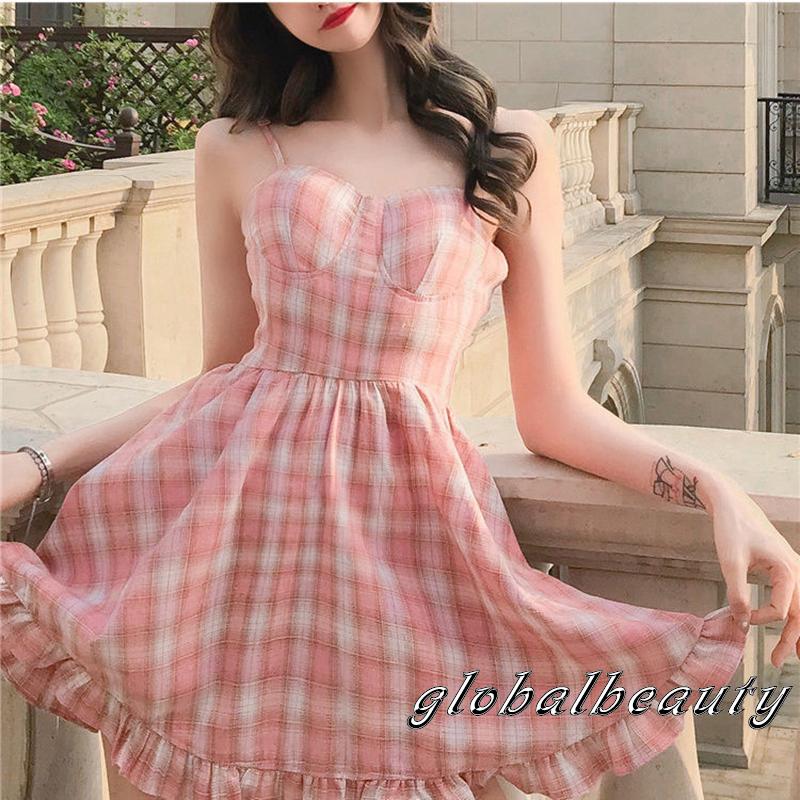 Đầm không tay Họa Tiết Caro Thời Trang Quyến Rũ