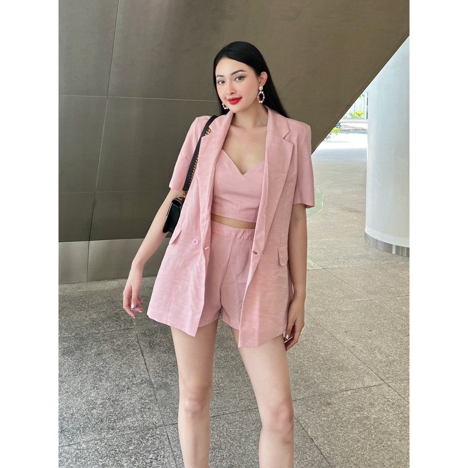 FEMEI Set 3 món áo plazer + quần short KAY PLAZER ( Hồng)