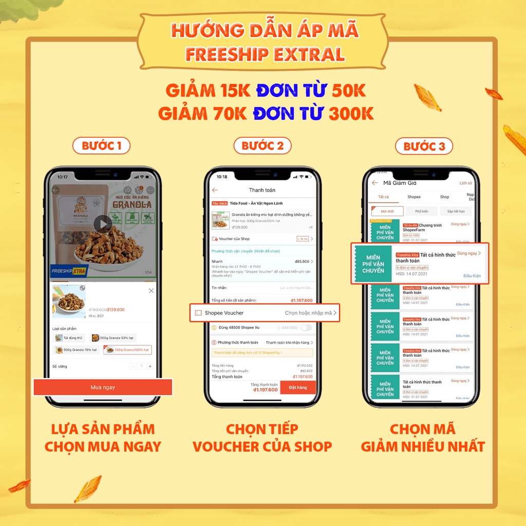 Ngũ cốc granola ăn kiêng siêu hạt ngũ cốc giảm cân granola, Granola ăn kiêng không yến mạch hạt dinh dưỡng- Tida Food