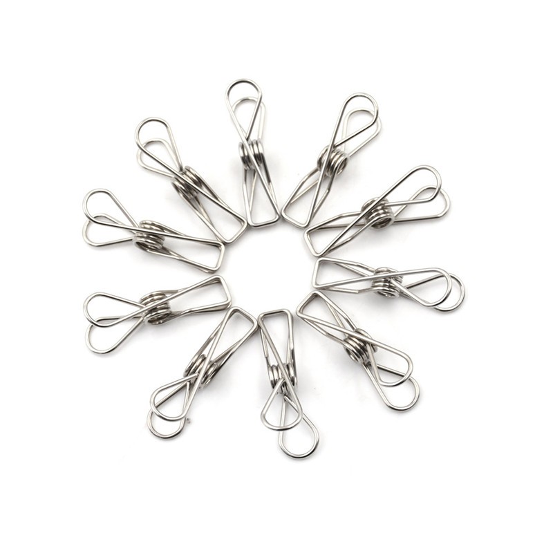 10Pcs Metal Clothes Pegs Stainless Steel Washing Line Hanger Photos Clip