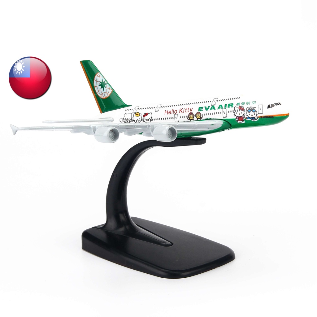 Mô hình máy bay Eva Air Hello Kitty Green Airbus A380 16cm Everfly
