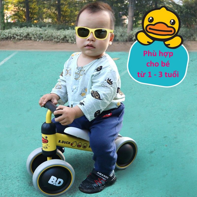 Xe chòi chân cho bé 1 tuổi đến 2 tuổi BDuck – Xe đồ chơi đẩy chân thăng bằng yên da bánh cao su DC019