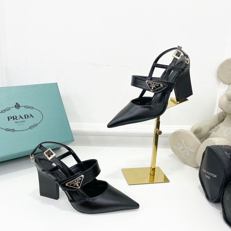 Sandal prada gót dẹt mũi nhọn fullbox