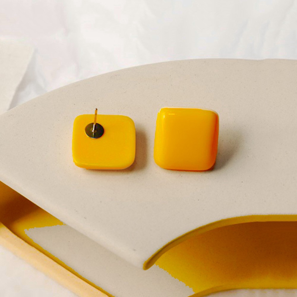 Khuyên tai hình học vuông lớn màu kẹo phong cách Hàn Quốc mới cho nữ