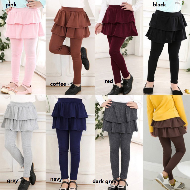 Quần dài phối chân váy xếp tầng đáng yêu cho bé gái