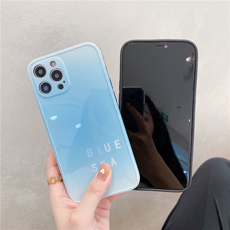 Ốp điện thoại họa tiết bóng xanh dương thích hợp cho iPhone 12 13 11 pro max x xs max xr 7 8 plus