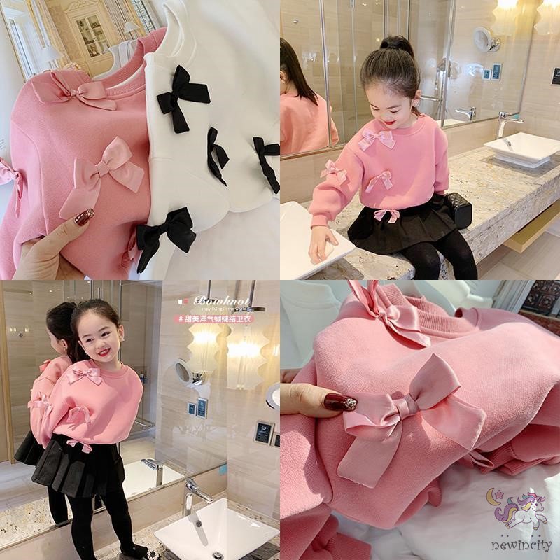 Áo sweater đính nơ kiểu Hàn Quốc thời trang mùa đông cho bé