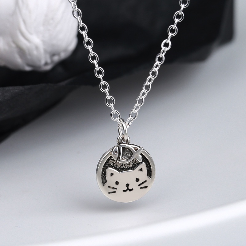 Dây chuyền mạ bạc mèo dễ thương