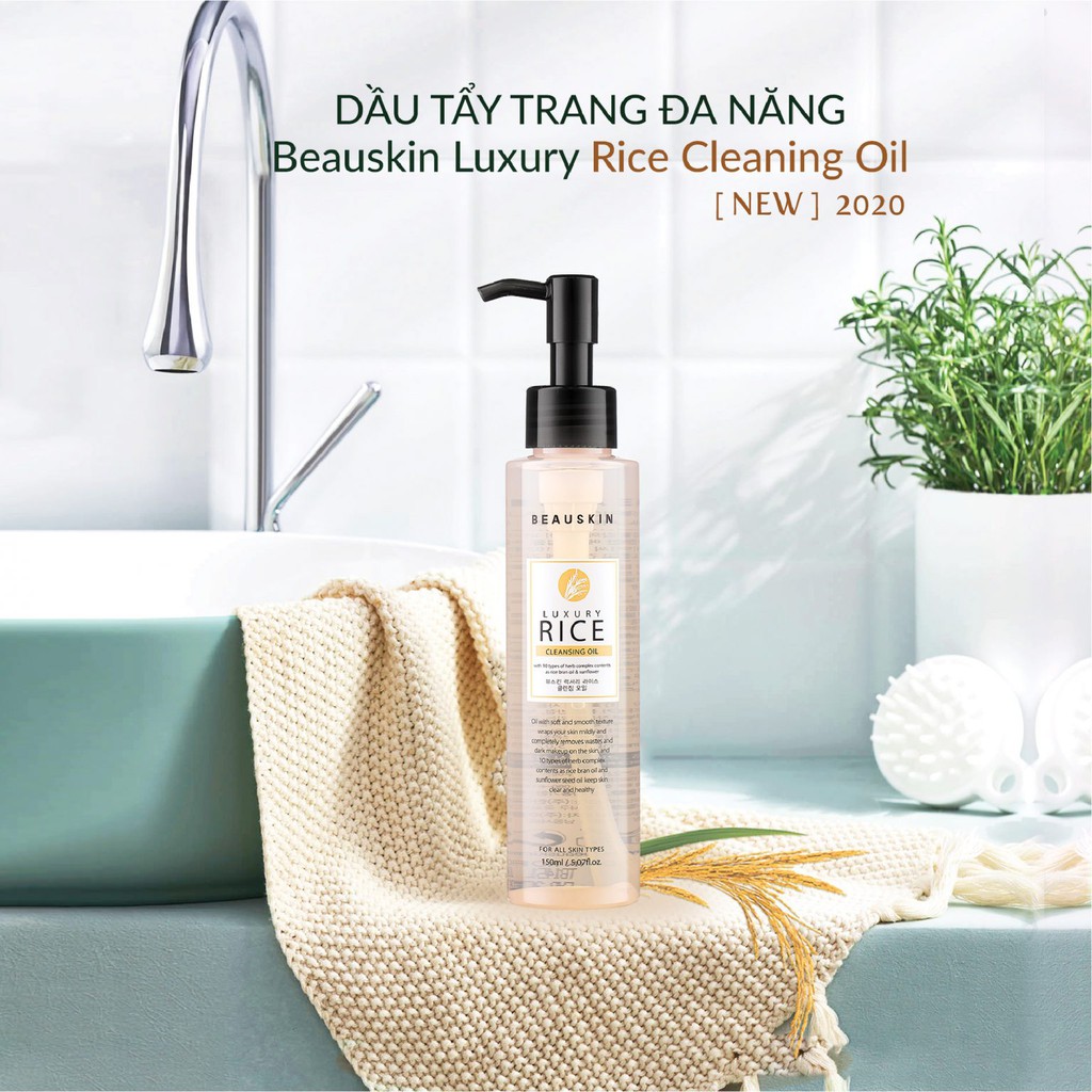 Hàng Chính Hãng- Dầu tẩy trang gạo trắng da, dưỡng ẩm BEAUSKIN LUXURY RICE CLEANSING OIL Hàn quốc cao cấp 150ml