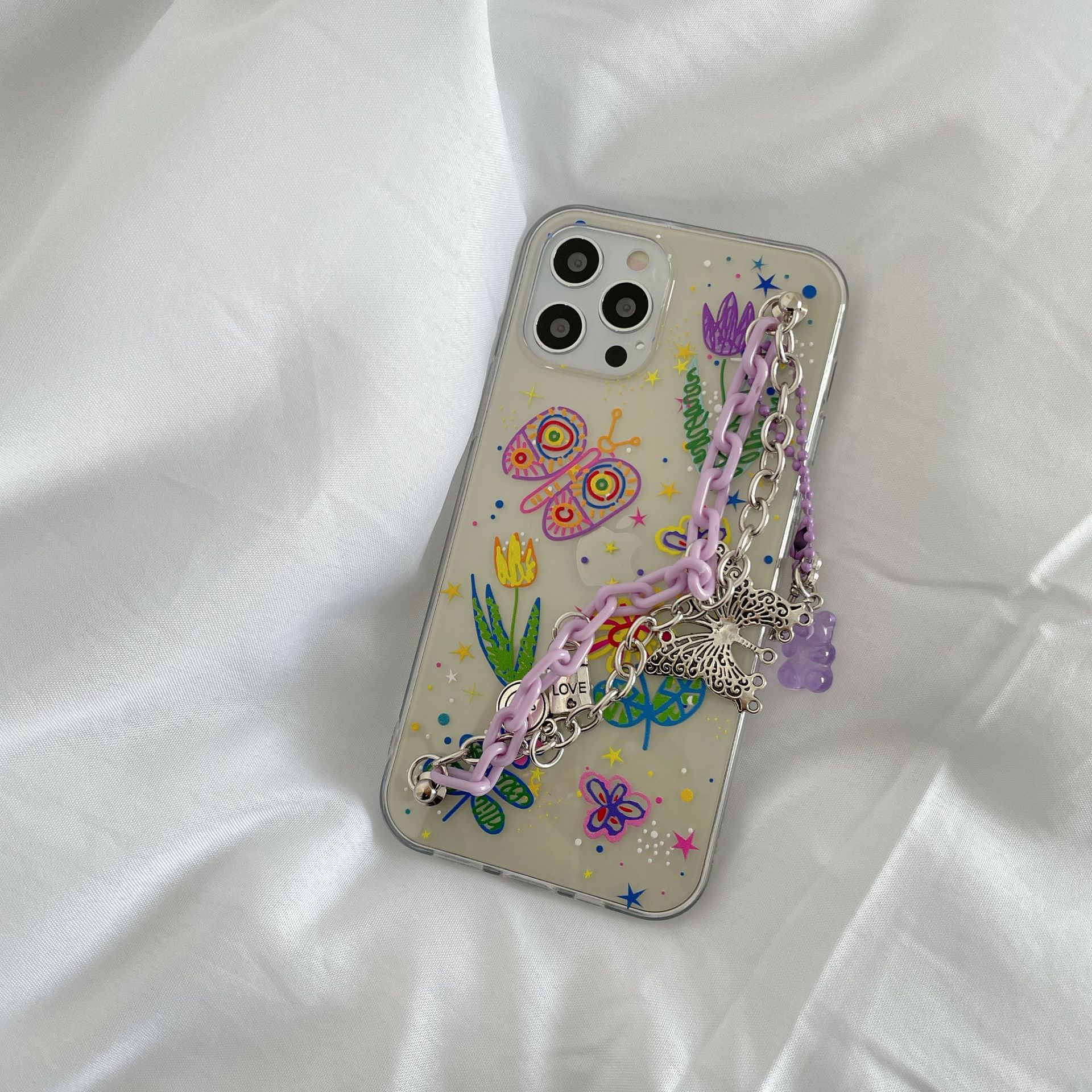 Ốp điện thoại kèm dây đeo họa tiết bướm cho IPHONE 12 11/12 PRO MAX/8 PLUS/12 MINI/XS/7/8/X/XR/XSMAX 11 PRO MAX | BigBuy360 - bigbuy360.vn