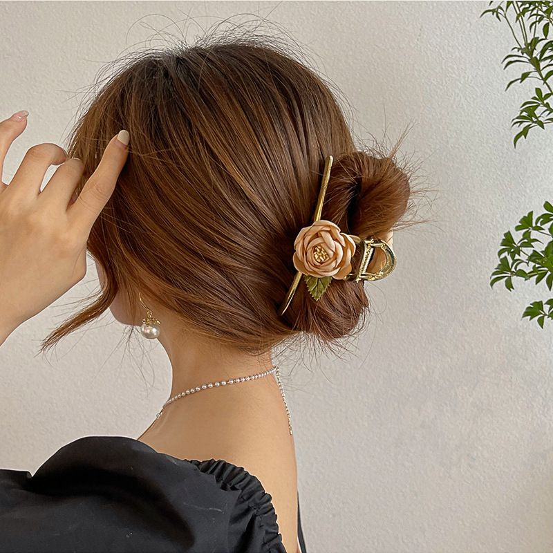 Kẹp tóc càng cua hoa hồng cao cấp - Cặp tóc mạ vàng phong cách Hàn Quốc sang trọng Zaza accessories ZKT0081