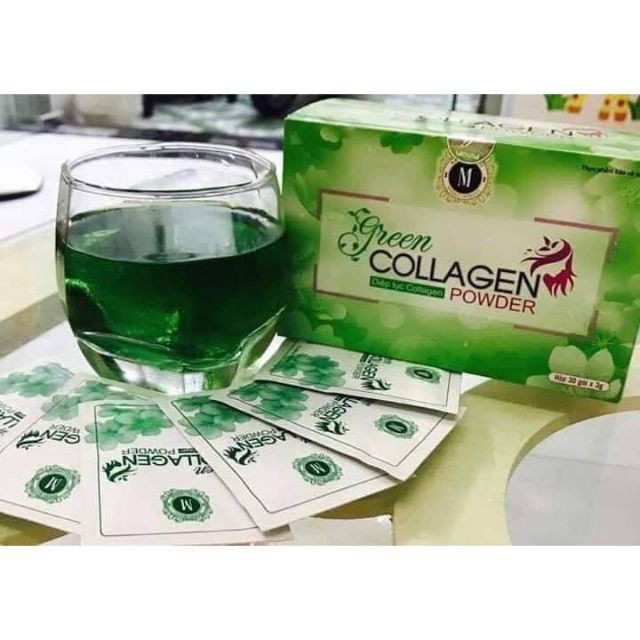 Diệp lục collagen green colagen  hỗ trợ làm đẹp da giảm thâm nám mờ tàn nhang bổ sung vitamin khoáng chất từ rau xanh