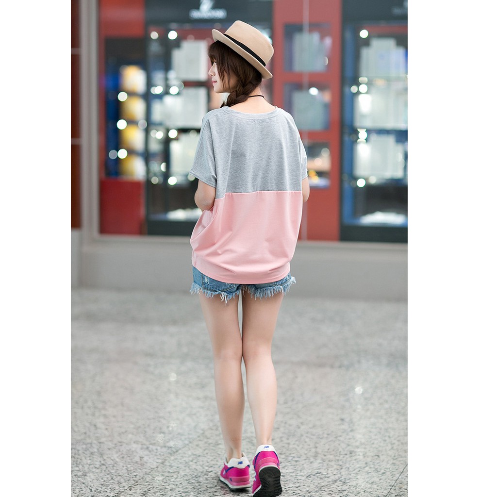 Áo phong nữ kiểu hai màu chất cotton mát thấm mồ hôi trẻ trung phong cách Hàn Quốc ( ÁO 2 MÀU)