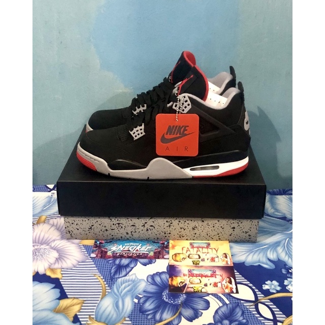 'Giày Cổ Thấp' Nike Air Jordan 4 Retro Bred