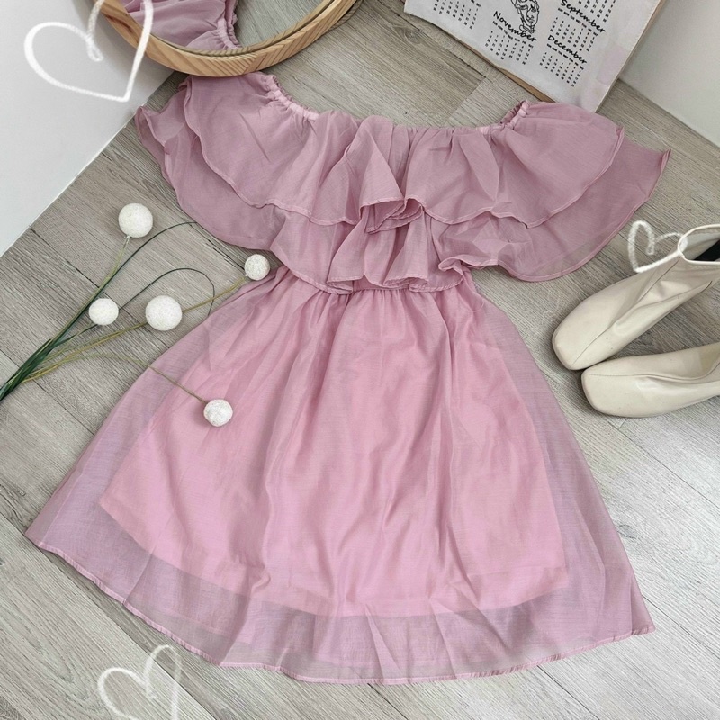 ‼️‼️đầm oganza xoè trễ vai bèo,siêu đẹp nha