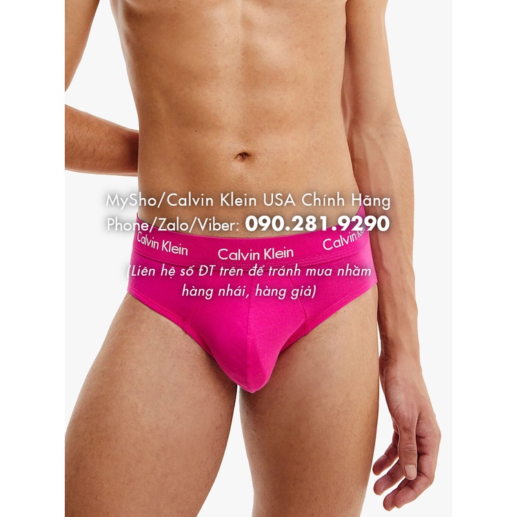 (Bill Mỹ Chính Hãng size S) Quần lót nam màu hồng tam giác (64), Cotton Hip Brief - Calvin Klein USA