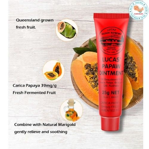 Lucas Papaw Ointment 25g kem đa năng đu đủ của Úc chống khô nẻ môi mẩn ngứa bỏng da mụn nhọn cho mọi lứa tuổi