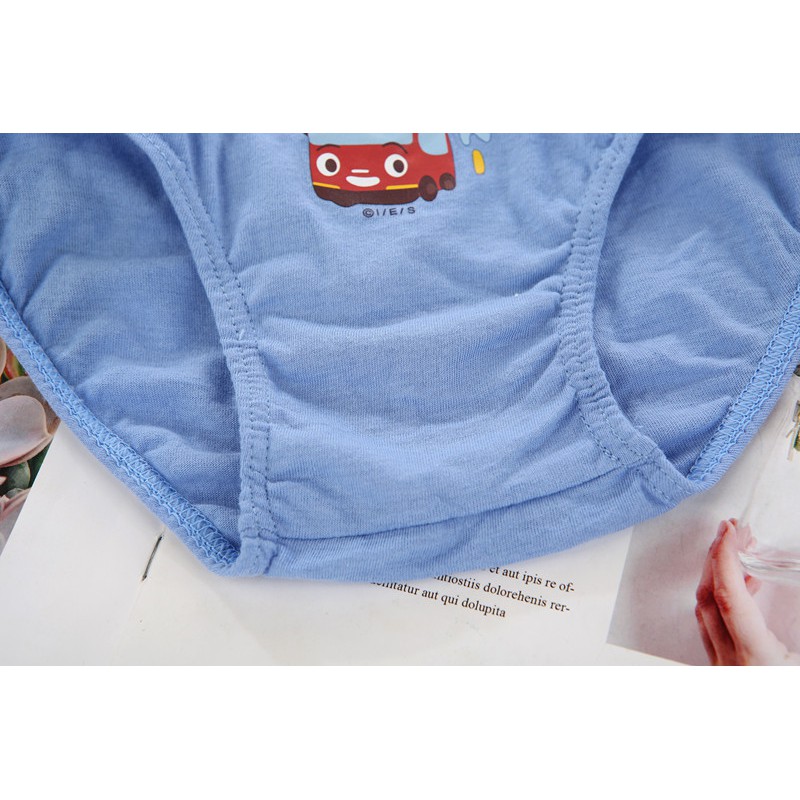 Hộp 5 quần lót bé trai Hàn Quốc 100% cotton mẫu Xe buýt Cute Tayo