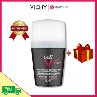 Lăn khử mùi, ngăn mồ hôi cho nam Vichy đen 72h 50ml có hương thơm chính hãng Pháp - BeautyMart