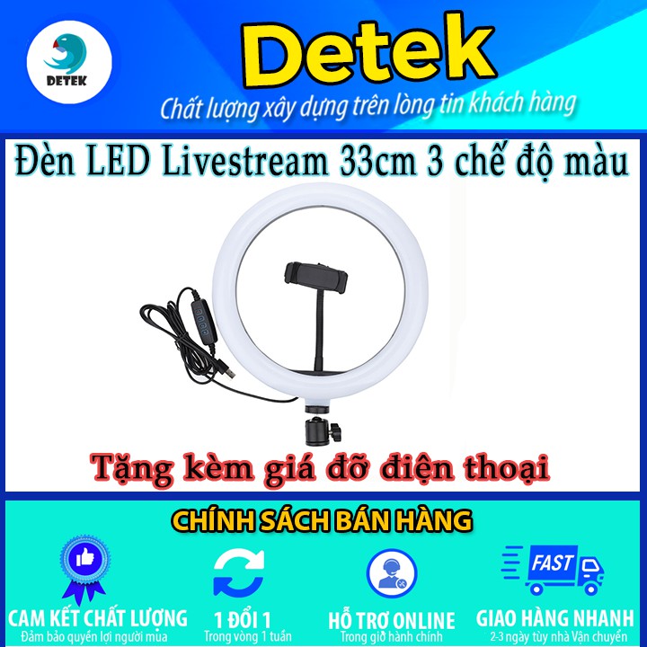 Đèn led livestream 33cm (Φ33) 3 chế độ đèn tích hợp giá đỡ điện thoại