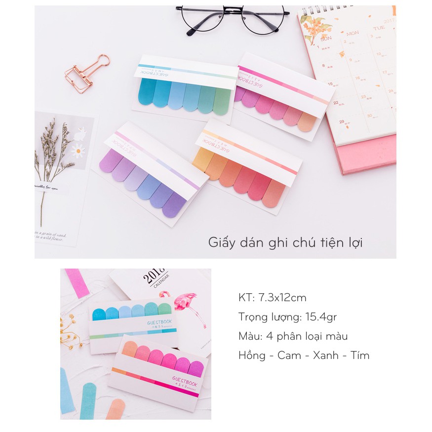 Giấy ghi chú Gradient nhiều màu phong cách Hàn Quốc
