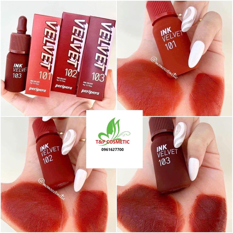 Son Kem Lì Peripera Ink Velvet Hàn Quốc Màu101 Màu 102 Màu 103