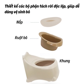 Bô vệ sinh MON AMI L'OURS tai gấu cho bé từ 6 tháng tuổi có chân cao su chống trơn trượt
