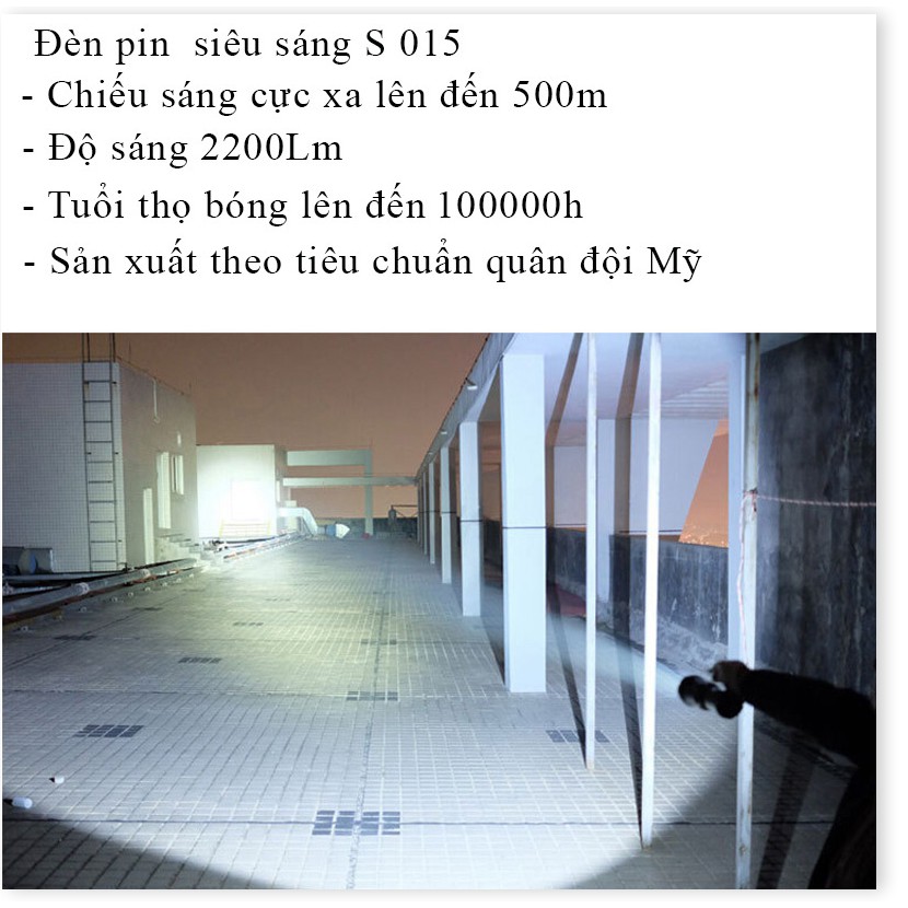 Đèn Pin Chống Trộm LYS015 ✔️Chính hãng✔️ Chiếu xa 600m, Chống nước, Pin Cực Bền +Tặng sạc, hộp đựng.