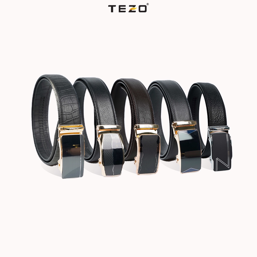 Thắt lưng nam TEZO, dây da nam công sở được làm từn 100% da bò cao cấp mặt vuông kim loại 469