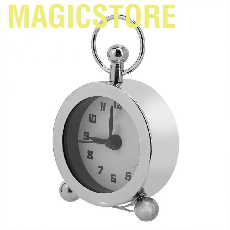 Magicstore Metal mechanical hand-winding alarm clock with mini Silent and digital for room time mana