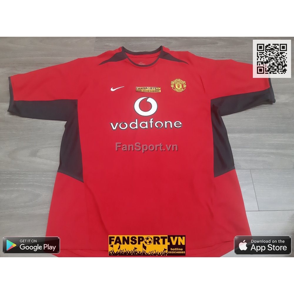 Áo đấu cầu thủ bóng đá Beckham 7 Manchester United 2002-2004 home shirt jersey red NIKE 184947 size L