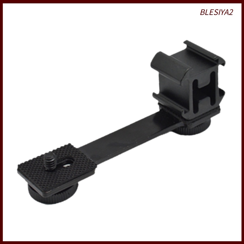 Triple Cold Shoe Mount Plate Microphone Stand Extension Bracket 110x30mm