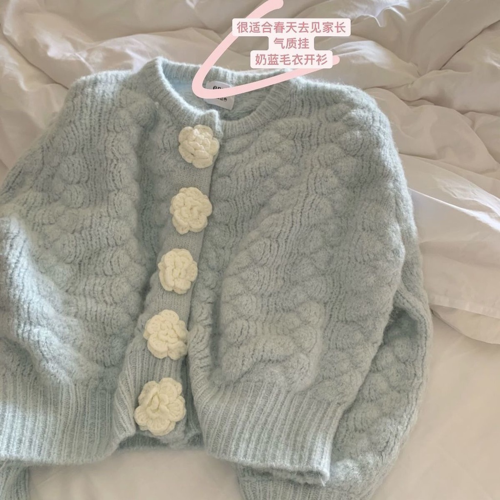 Áo khoác Cardigan tay dài in hoa thời trang xuân thu mới