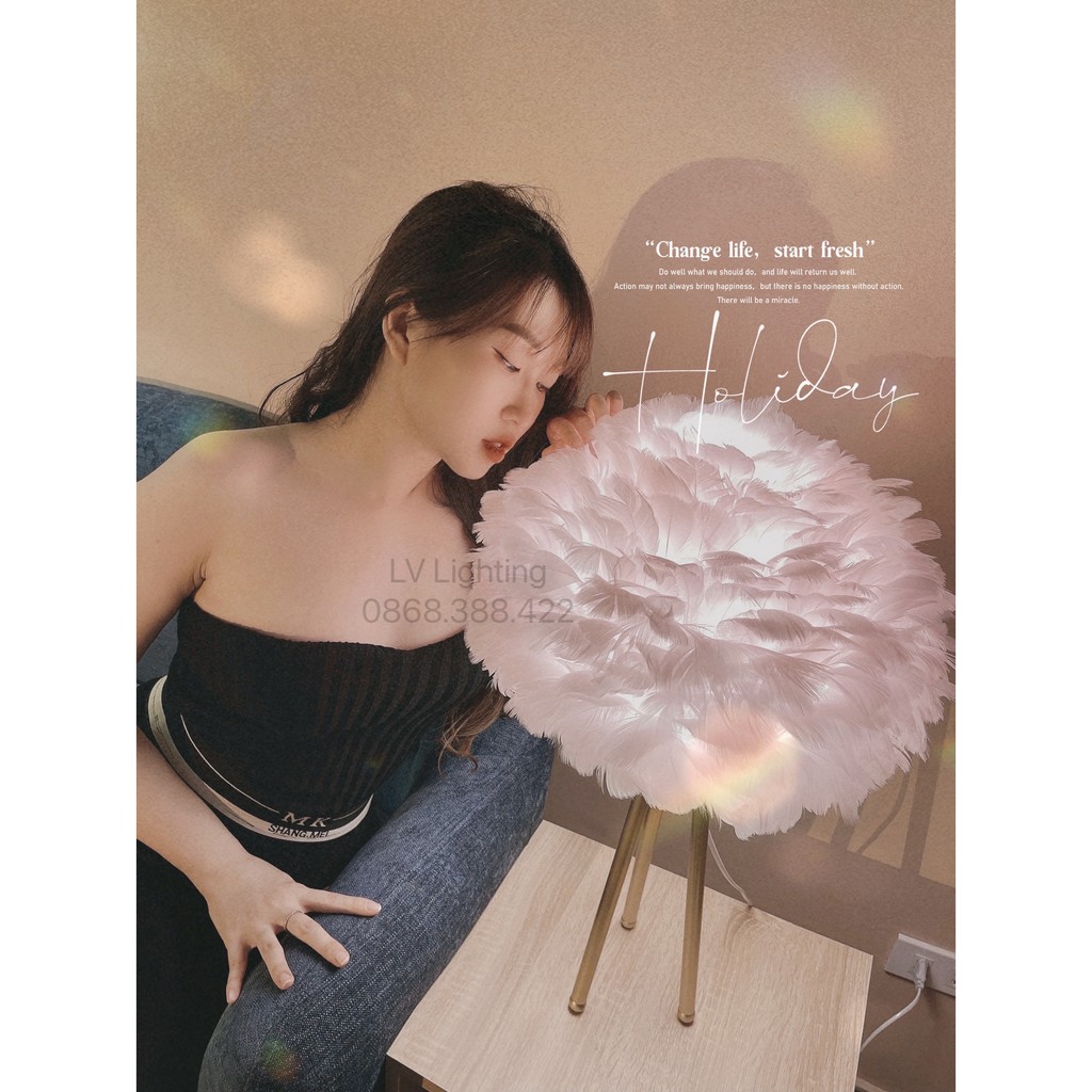 Đèn Ngủ Để Bàn Lông Vũ ⚡️Loại 1⚡️ Dùng Làm Đèn Ngủ hoặc Nền Chụp Ảnh mã 6370
