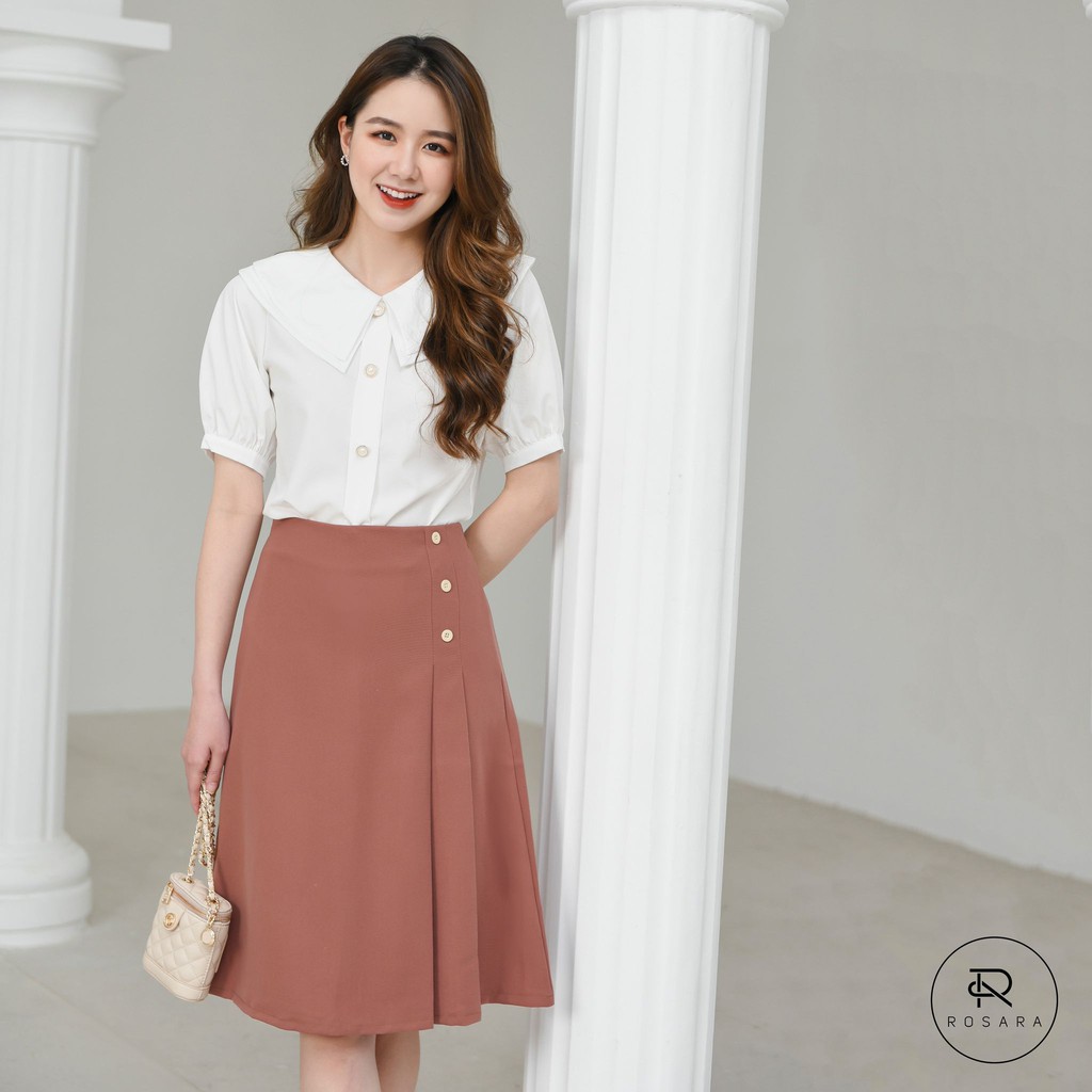 Áo sơ mi thời trang nữ cổ cách điệu dáng suông Rosara AM26 | BigBuy360 - bigbuy360.vn