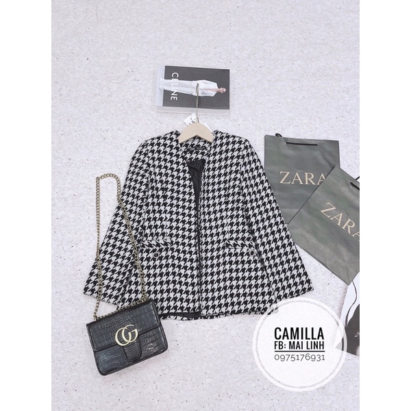 ⚡️BÁN SỈ⚡️Áo khoác dạ kẻ caro đen trắng