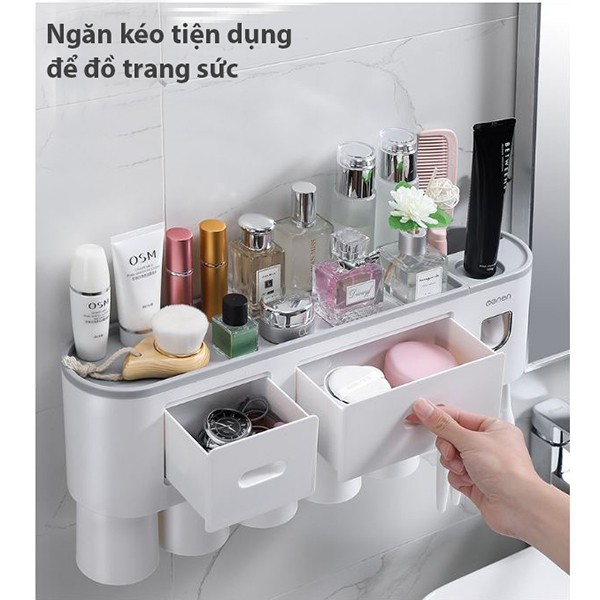 Giá đựng đồ Oenen cho bàn chải đánh răng/khăn giấy/mỹ phẩm sức chứa lớn có chức năng nhả kem đánh răng tự động