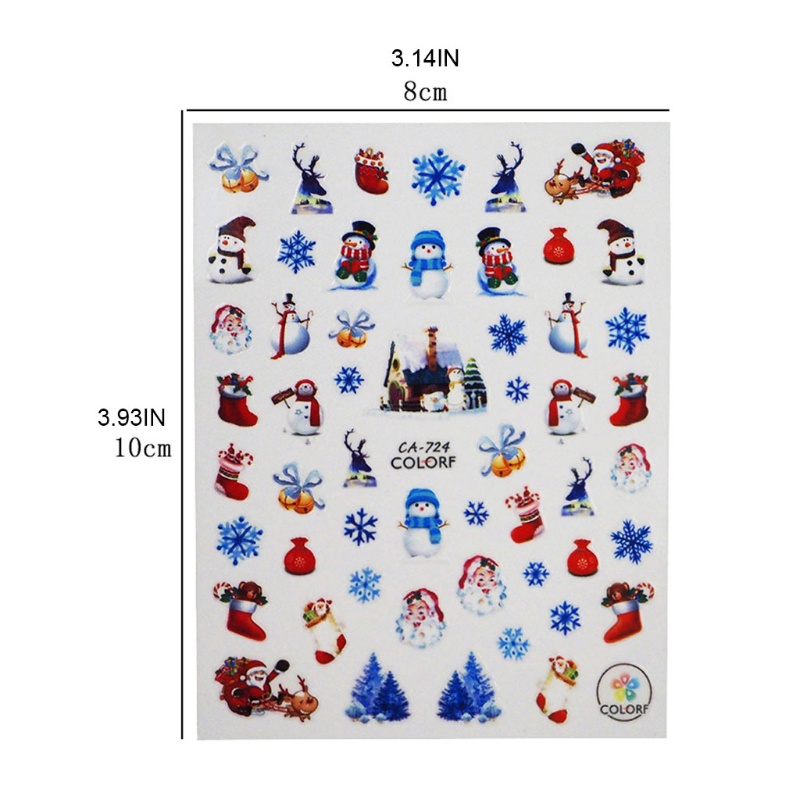 Set 6 Tấm Hình Dán Họa Tiết Giáng Sinh 3D Dễ Thương Trang Trí Móng