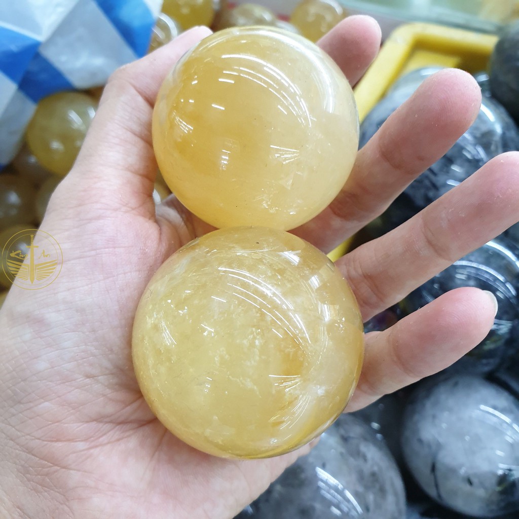 Bi cầu đá Canxit Vàng, Trắng