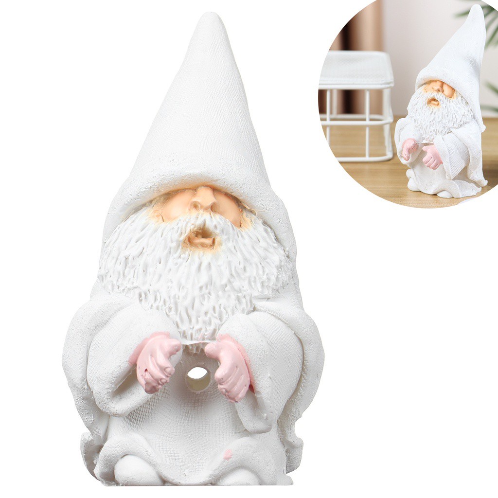 DAPHNE Smoking Dwarf Poly Resin Statue Indoor And Outdoor Little Man Sculpture Gnome Statue White Amusing Lawn Decoration Interior And Exterior Decor Garden Funny Dwarf
