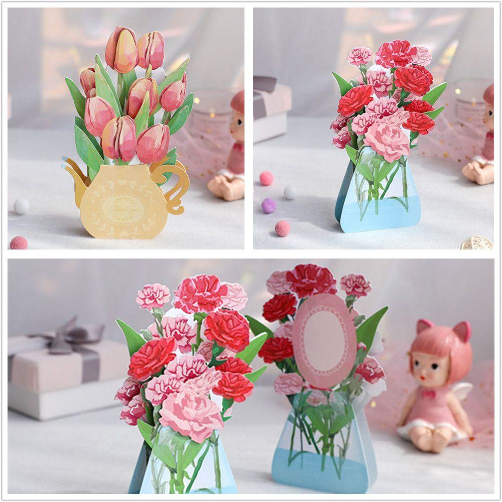 .Thiệp Giấy Khắc Hình Hoa Tulip 3D Sáng Tạo Cho Ngày Của Mẹ