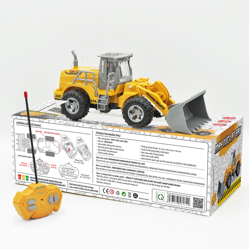 Đồ Chơi DuKa: Máy Xúc Lật Gàu - Điều Khiển Từ Xa, DK 81094 DUKA