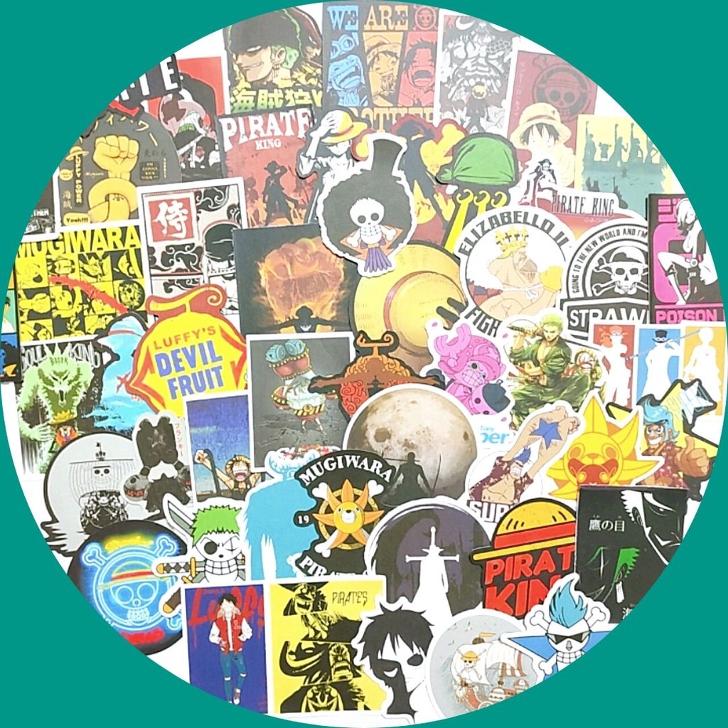Bộ 50 Sticker One Piece hình dán chống nước bền màu dùng dán điện thoại laptop nón bảo hiểm xe máy balo