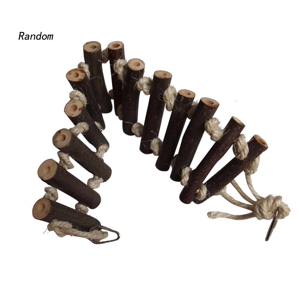 Thang Leo Đồ Chơi Bằng Gỗ Màu Trơn Kèm Dây Thừng Treo Trang Trí Lồng Chim Vẹt