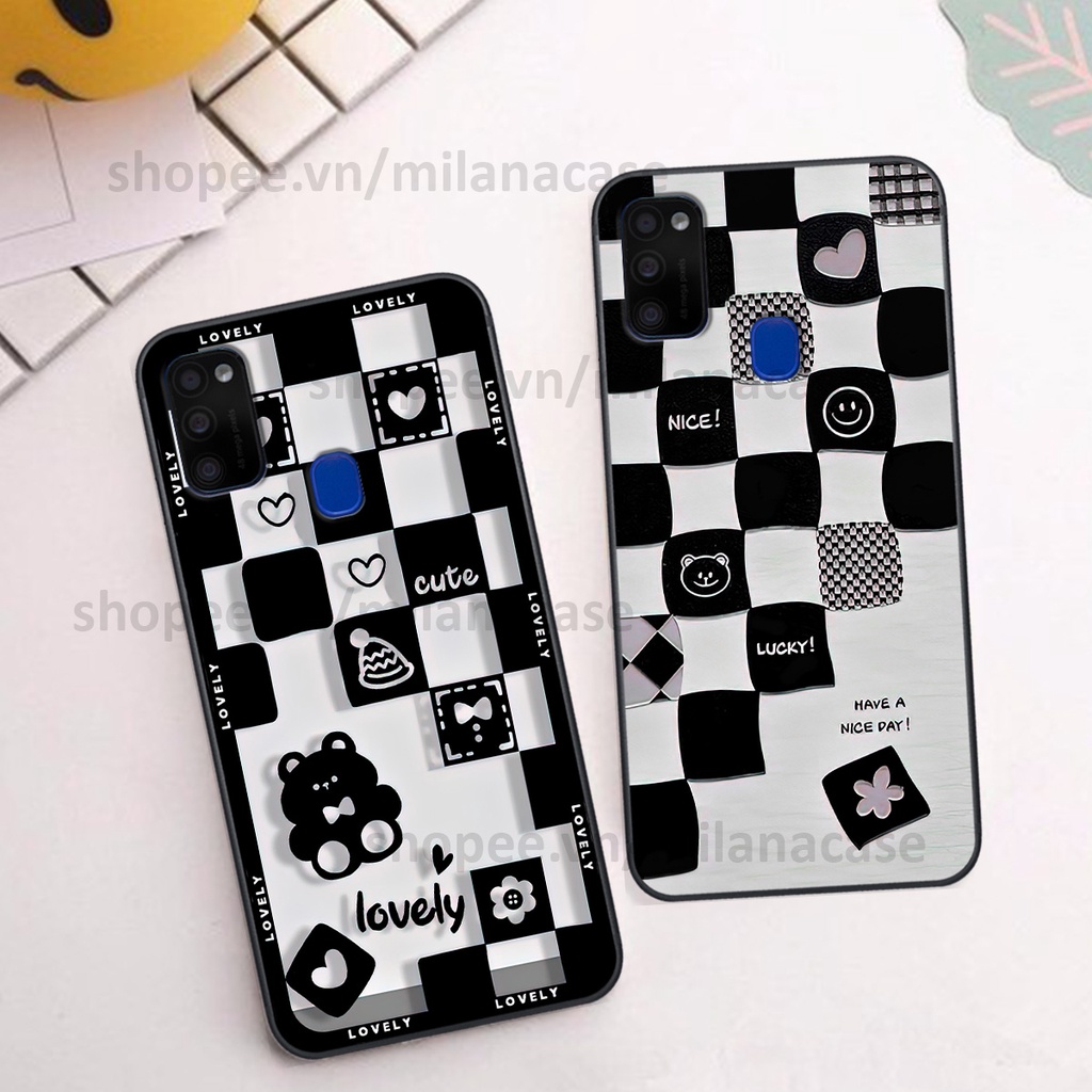 Ốp Samsung M21 / M30s in hình caro trái tim siêu đẹp, siêu nét đầy phong cách cá tính