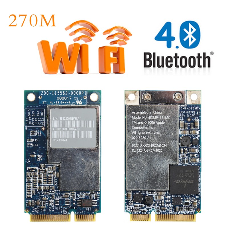 Card Wifi không dây PCI-E 2.4G + 5G 270m cho Apple Macbook bcm94321mc