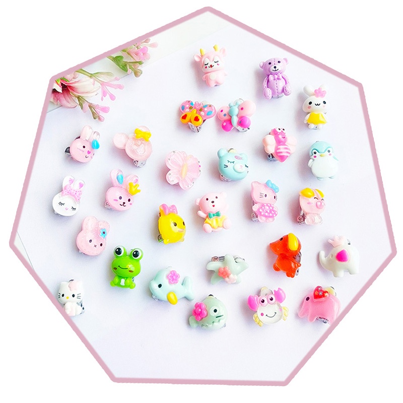 Bông Tai Dạng Kẹp Hình Động Vật Hoạt Hình Ba Chiều Bằng Nhựa Resin Không Gây Dị Ứng Phong Cách Hàn Quốc Cho Bé Gái